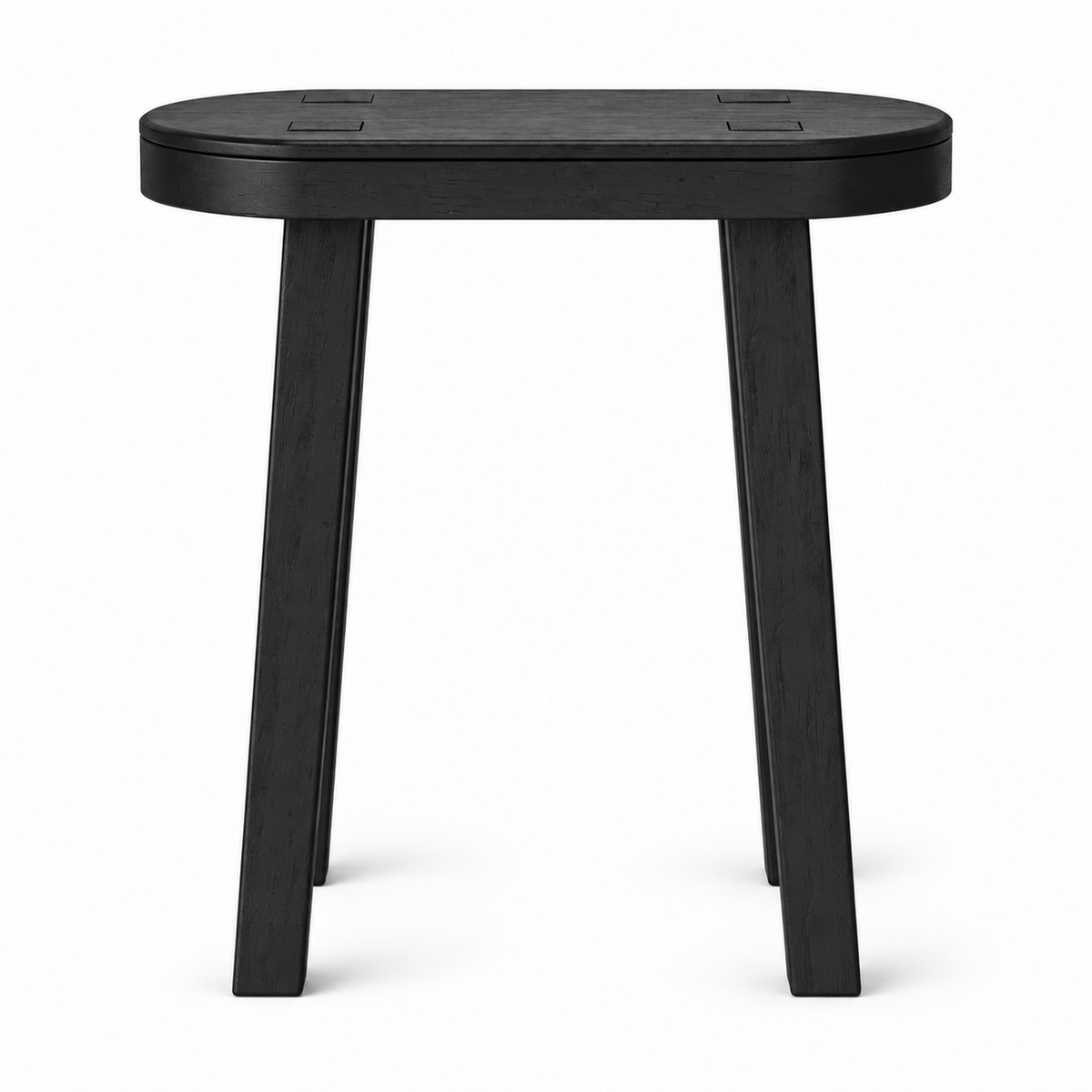 Black Hand-Carved Oval Wood Side Table, 18 in High